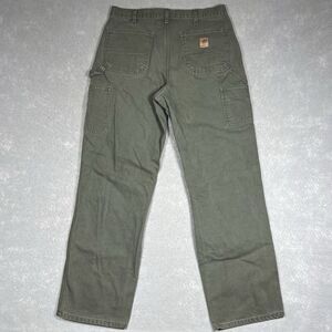 Carhartt Pants Mens 36x32 Tag Green Canvas Carpenter Straight Thick Distressed